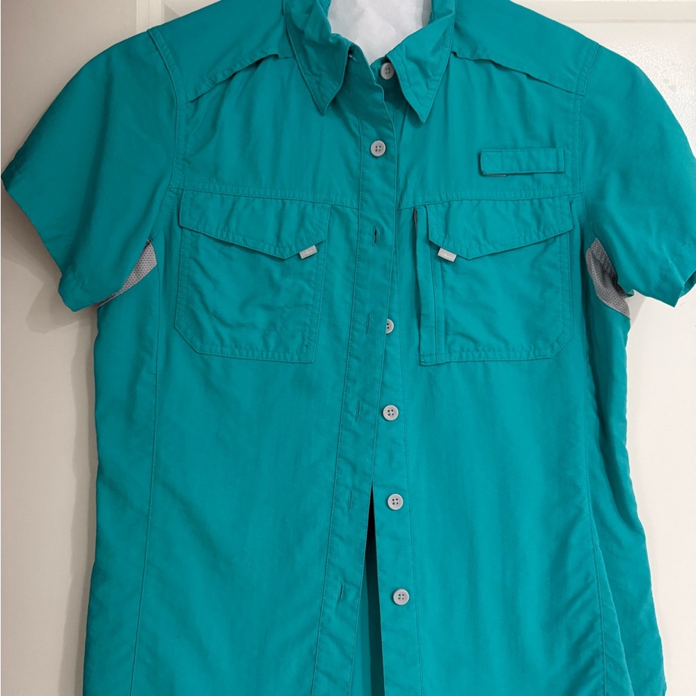 Vibrant Teal Short Sleeve Women's Top